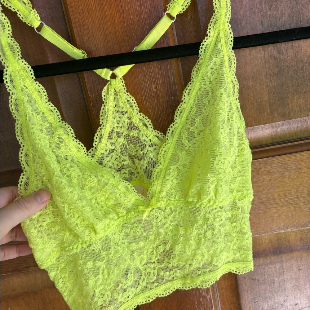 Y2K Lace Bralette in Neon green